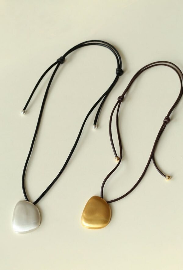 Minimalist Geometric Brushed Pendant Necklace