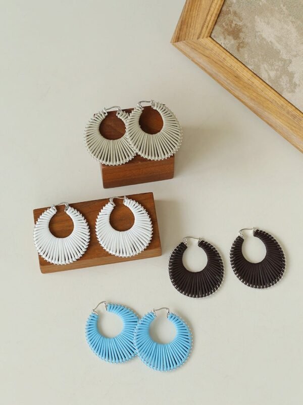 Minimalist Woven Leather Hoop Earrings