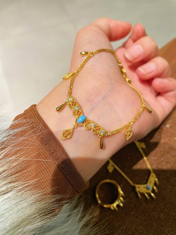 Phoenix Grace Tassel Blue Turquoise Filigree Bracelet