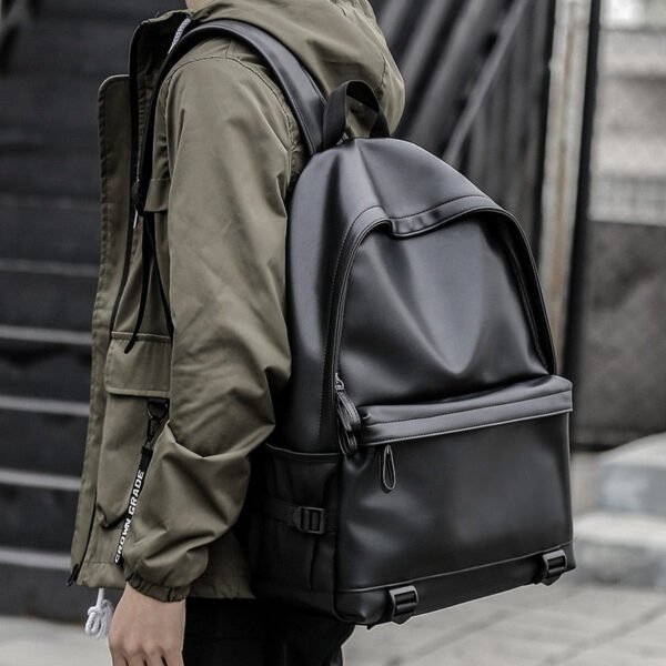 New Fashion Men Leather Backpacks Black School Bags for Teenagers Boys College Book Bag Laptop Backpacks mochila masculina