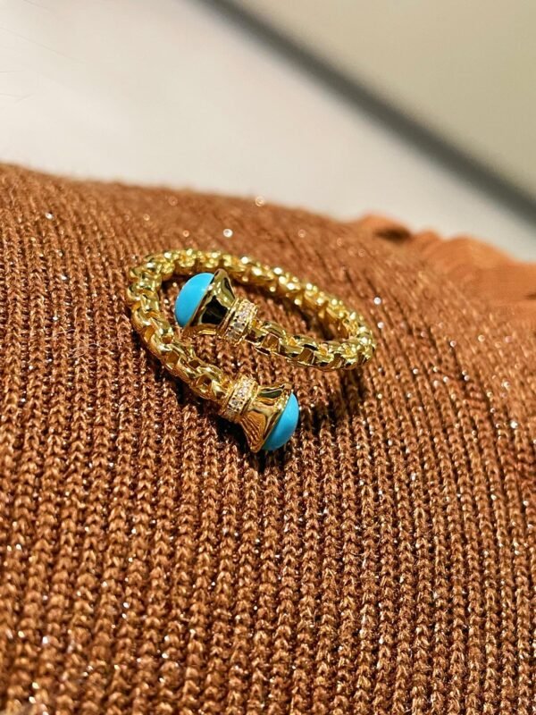 Regal Weave Blue Turquoise Open Ring