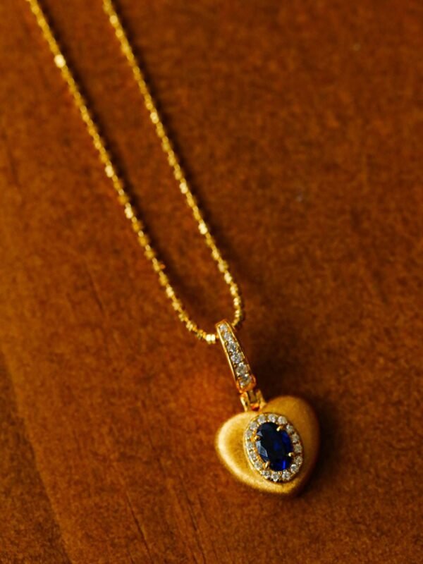 Royal Blue Heart Sapphire Pendant Necklace