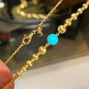 Sleeping Beauty Turquoise Cat's Eye Fortune Bead Bracelet Adjustable
