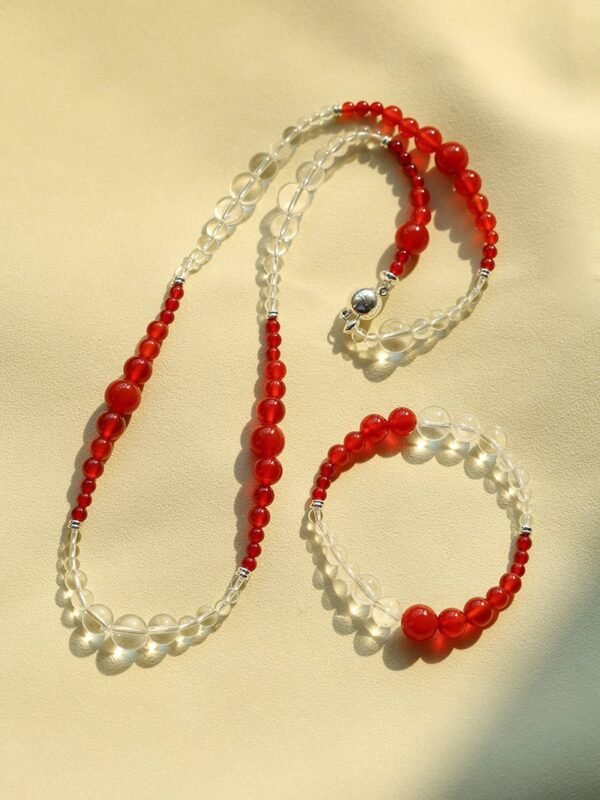 Sunlit Glow Gradient Red Agate Necklace
