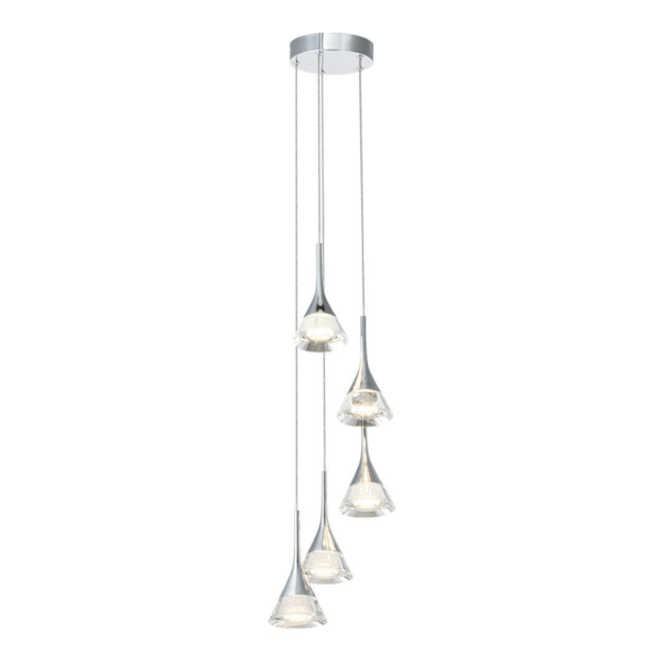 VONN Amalfi 5-Light VAC3215CH Integrated LED Chandelier with Cone Shades Polished Chrome