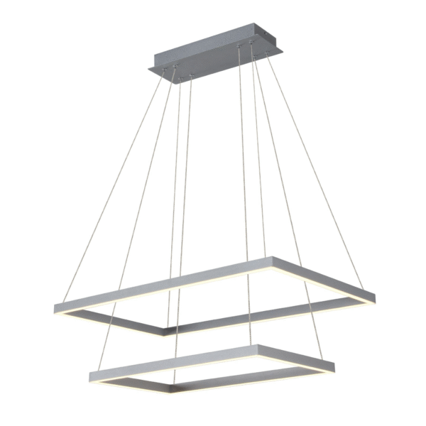VONN Atria Duo 29" VMC31710AL Modern Two-Tier LED Chandelier with Adjustable Suspension in Silver